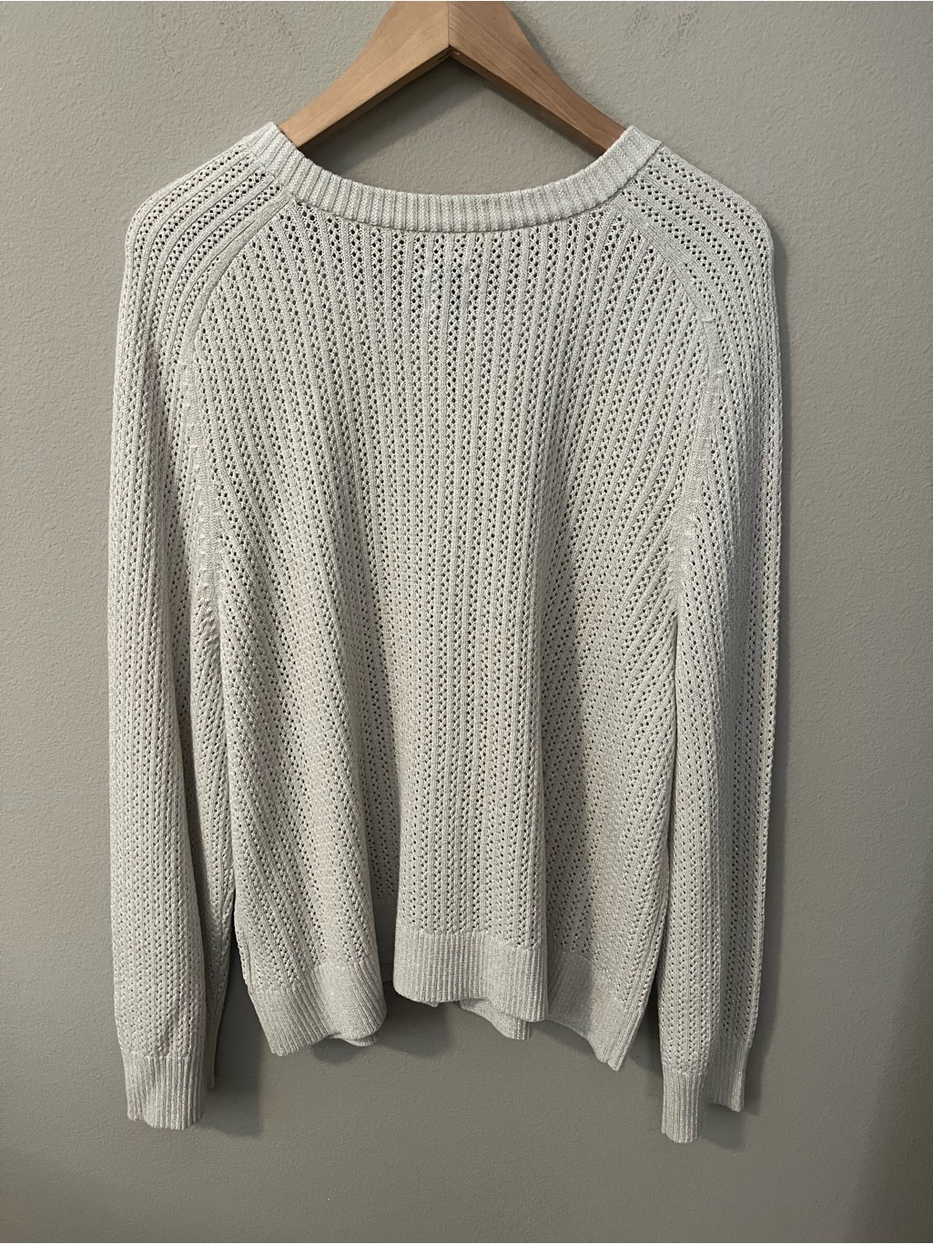Nic+Zoe Open-Knit Button Cardigan Cream W/ Subtle Metallic Threads 1x Nwt — image 7 of 8